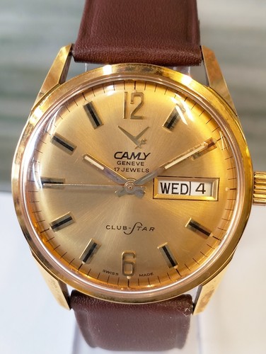 Cadran De Montre Camy Club Star Vintage - Marron, Occasion, Fabrication Suisse