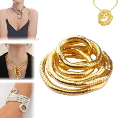 Flexible Snake Necklace Gold Color Flexible Choker Alloy Bracelet
