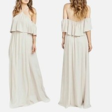Show Me Your MuMu Rebecca Ruffle Maxi Dress Small Show Me The Ring Crisp Beige