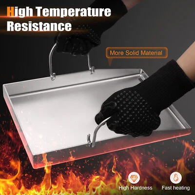 DENOTIP Grillplatte Plancha 40x30 cm 4mm Edelstahl Burgerplatte BBQ-Wanne Grillwanne