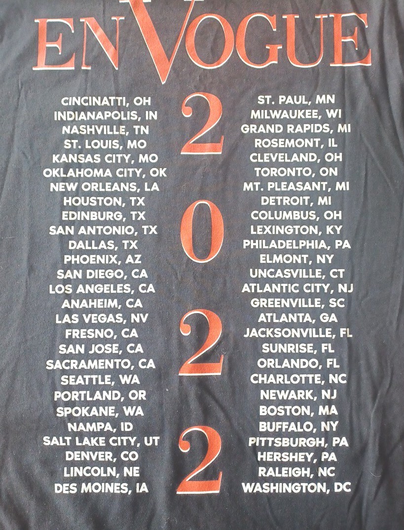 En Vogue R&B Music Group 2022 Tour Black T-shirt Size XL (5J) View 4