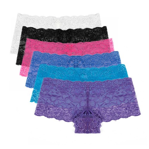 Pack of 6 Womens Lace Boyshorts Bikini Panties Sexy Boy Shorts