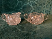 ANTIQUE AMERICAN BRILLIANT CUT GLASS SUGAR AND CREAMER