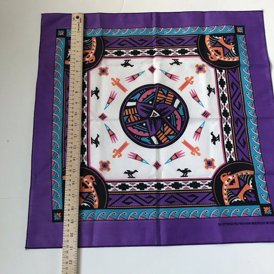 Pañuelo Boho Tribal Suroeste Azteca De Colección Bandana Púrpura Have A Hank EE. UU. Foto 3 de 4