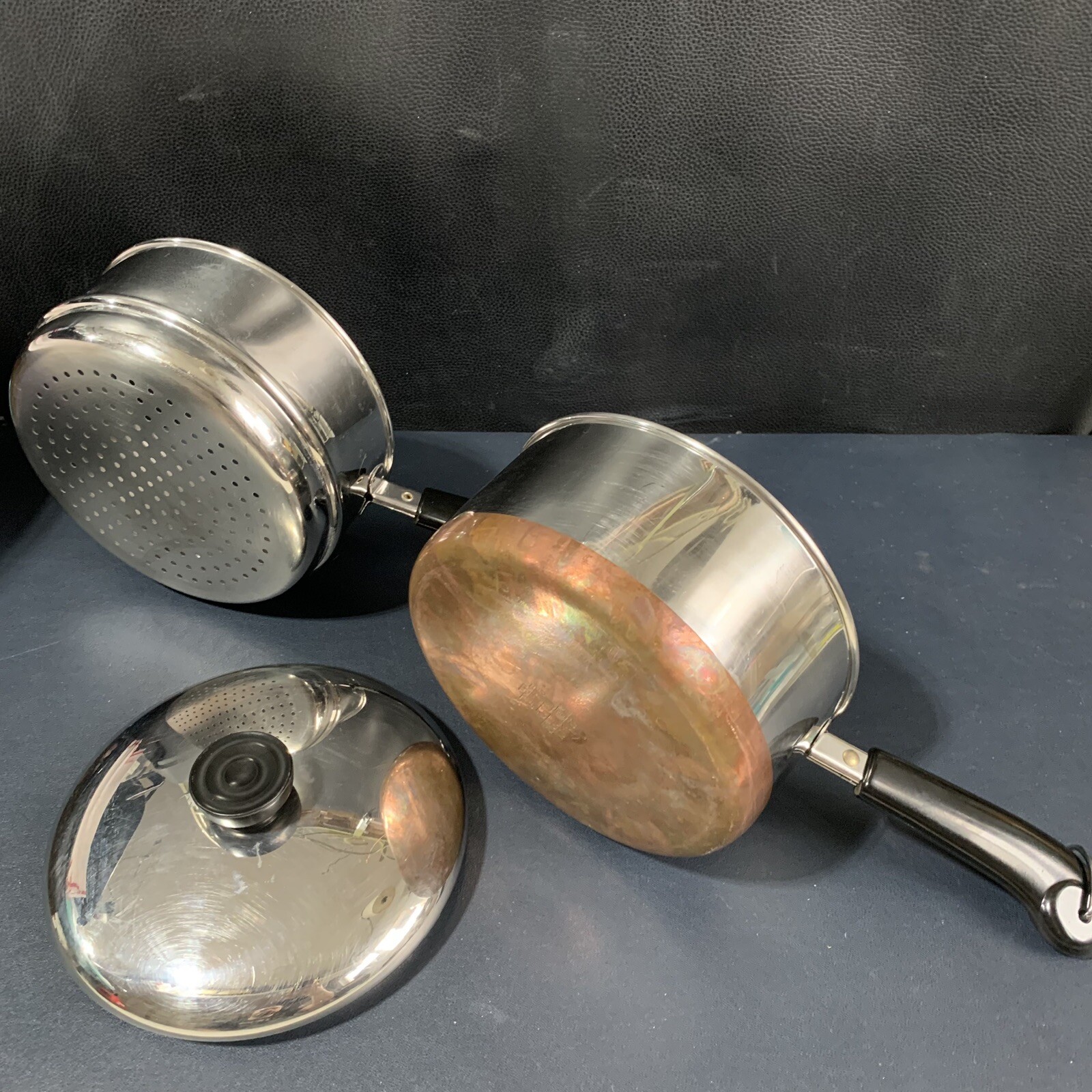 Revere Ware Steamer Strainer for 2 Qt Sauce Pan, Copper Bottom Pan And Lid 3 Pc-image