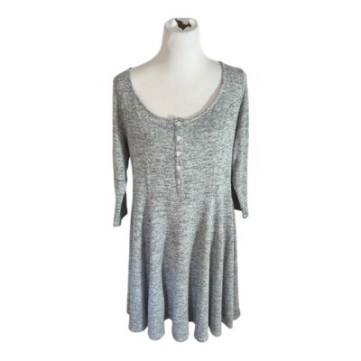henley skater dress Torrid Knit Henley Skater Dress Women's Size 1 XL Heather Gray Knee Length