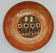 Vintage Mid Century Modern Abstract Copper Retro Enamel Bowl