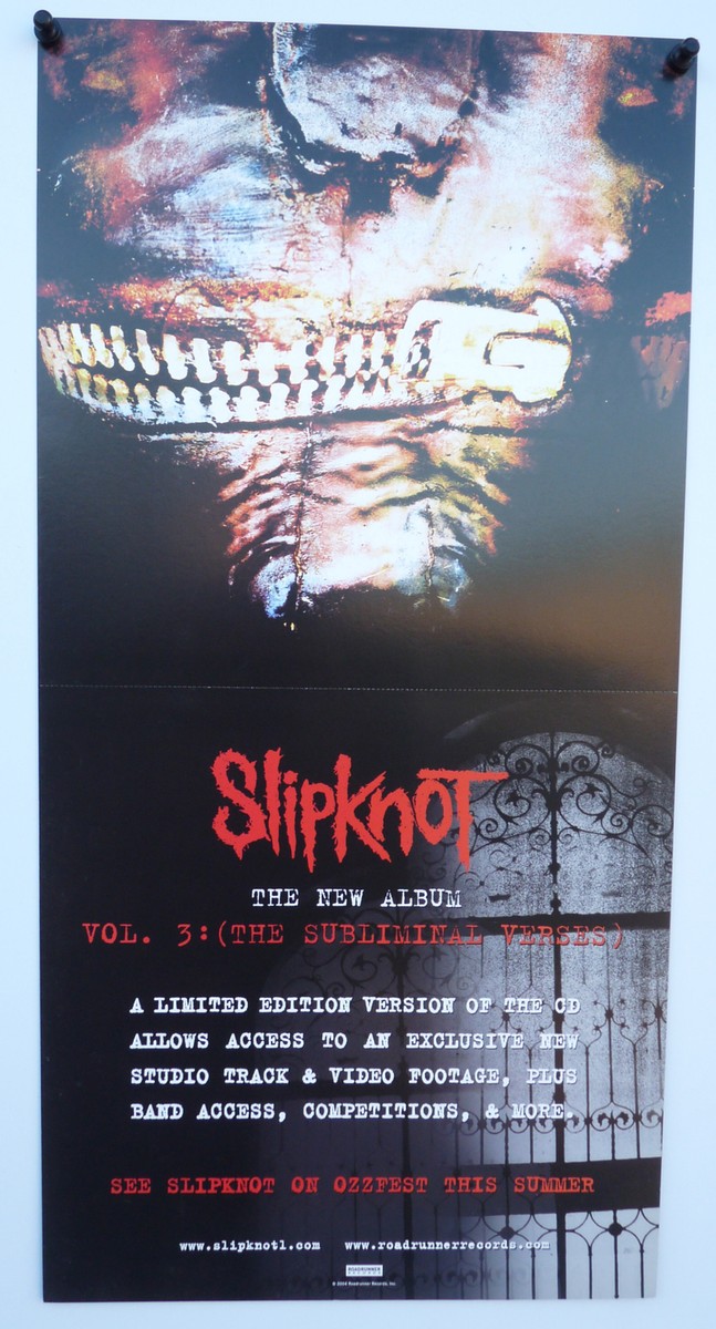 Slipknot 2004 Sub Verses Promo Record Store 12x24 Poster W11 | eBay