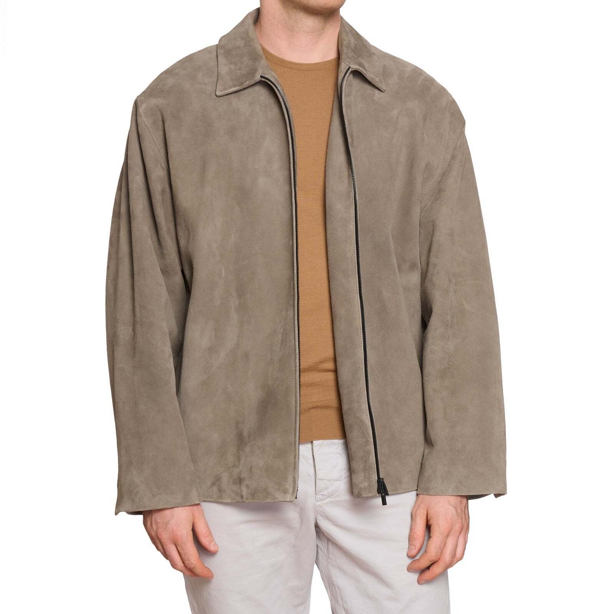 FEAR OF GOD Eternal Dusty Concrete Leather Suede Zip Jacket FEAR OF GOD Eternal Dusty Concrete Leather Suede Zip Jacket