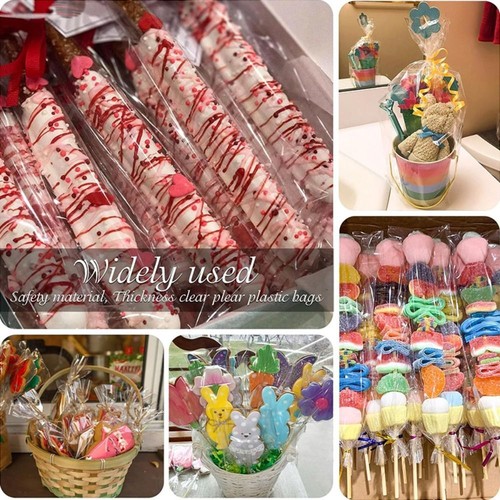100PCS Cellophane Long Candy Treat Bag Cookie Wedding Birthday Supplies - Picture 4 of 7