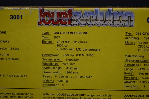Jouef Evolution 3001 Ferrari 228 GTO Evoluzione (1987) Red 1:18 Die-Cast Car - Picture 9 of 9