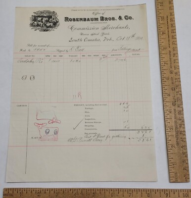 1899 ROSENBAUM BROS & CO Commission Merchants - RECEIPT - listing #7446