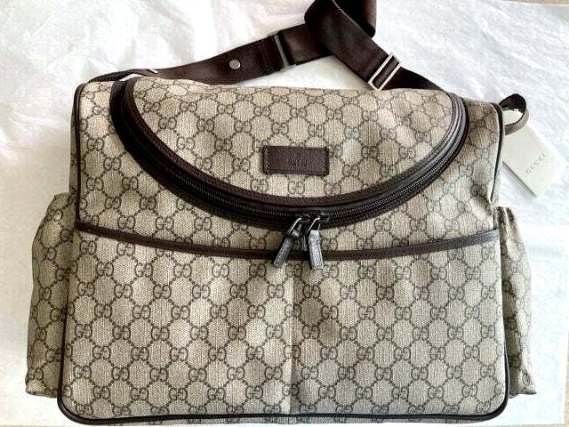 Gucci GG Supreme Sac à Couches en Toile Sac à Main Marron Authentique Bébé NEUF