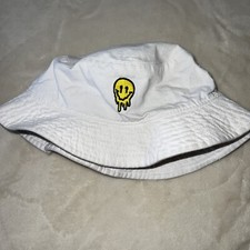 Drip Face White Bucket Hat size small
