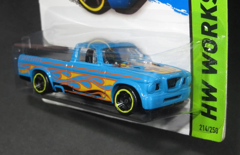 Hot Wheels Blue '63 Studebaker Champ Heat Fleet #214 HW8-031924 2015 Foto 4 de 4