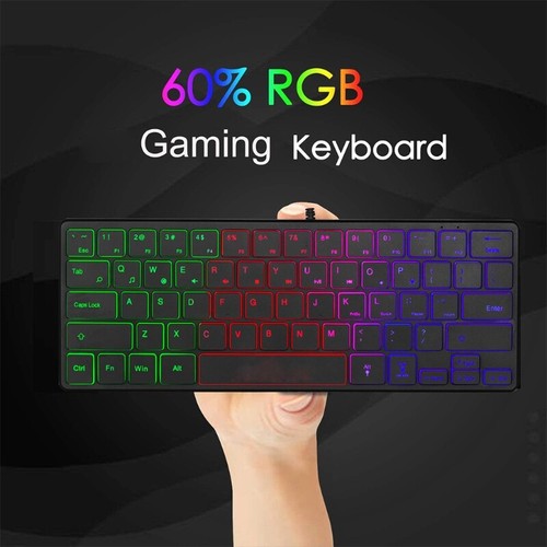 Mini 60% Compact 64 Keys Keyboard Waterproof Mute Keyboard for PC/Mac Gamer - Picture 3 of 10