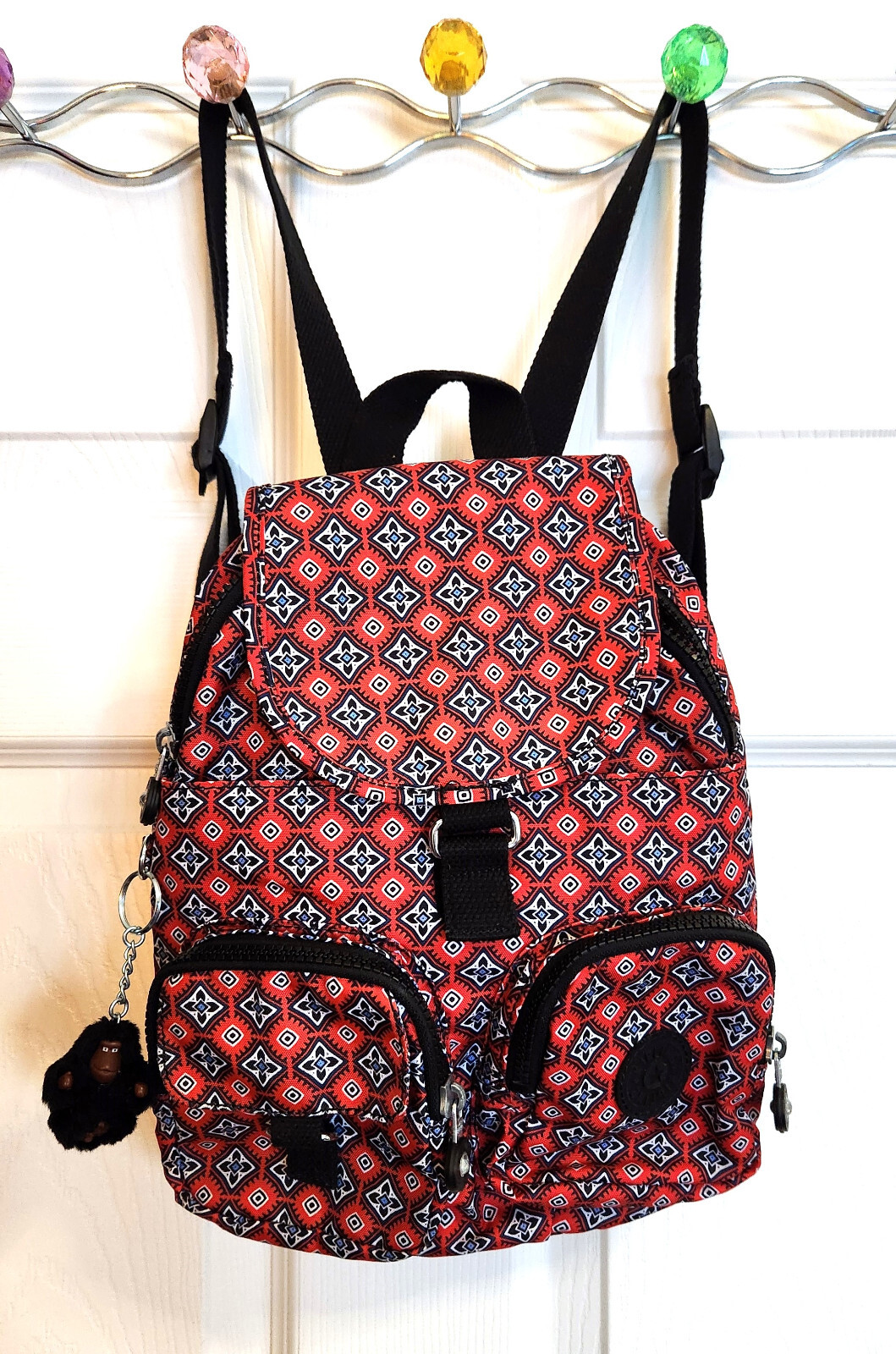 Kipling Lovebug Small Backpack Red Black Geometri… - image 6