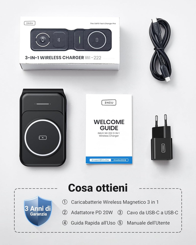 Caricatore Wireless Iphone, Magsafe 3 in 1 Base Ricarica Certificato Qi, Da Viag - Foto 8 di 12