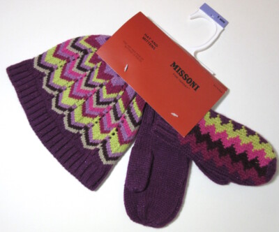 New MISSONI Target GIRLS Chevron Stripe Beanie HAT MITTENS 