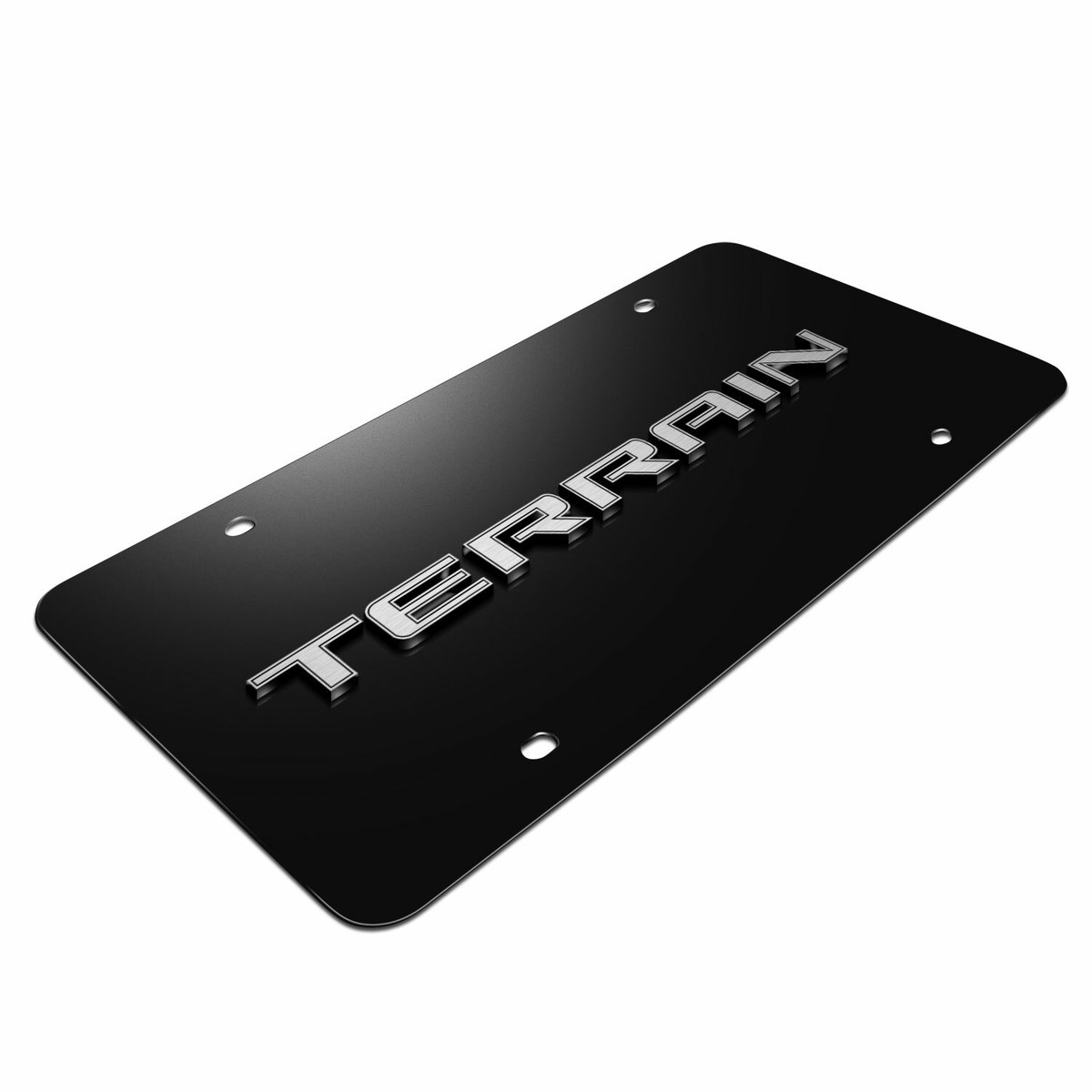 GMC Terrain Black Stainless Steel License Plate – 3D Logo Nameplate, Made In USA