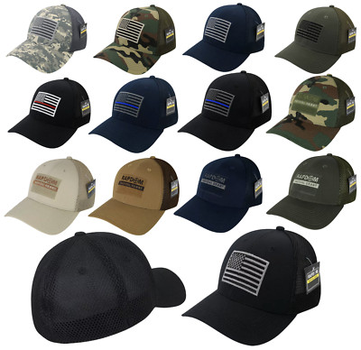 Tactical Ripstop Flex Baseball Cap Mesh Military Operator USA American Flag Hat