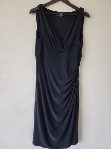 Lauren Ralph Lauren Dress Academia Slinky Ruched Formal Classic Stretch 16