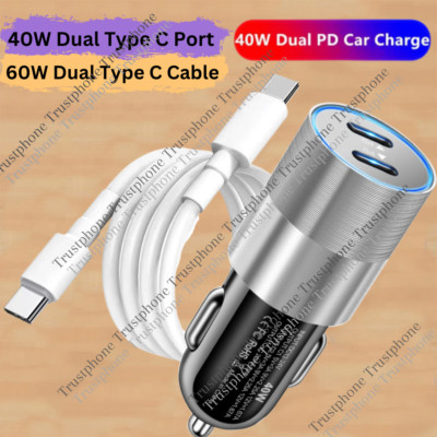 For iPhone 15 Pro Max Plus iPad Samsung 40W USB-C Fast Charger PD Type-C Cable