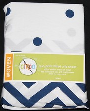 Circo Duo Print Fitted Crib Sheet navy blue white cotton new 3226