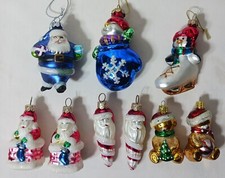 9 Blown Glass Christmas Ornaments SANTA CLAUS Snowman PENGUIN Bears