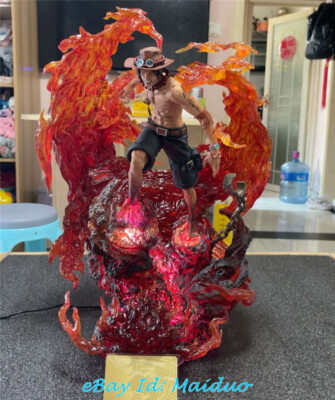 Portgas D Ace Statue Resin INITIAL Studio Figure One Piece with Lights 49cm