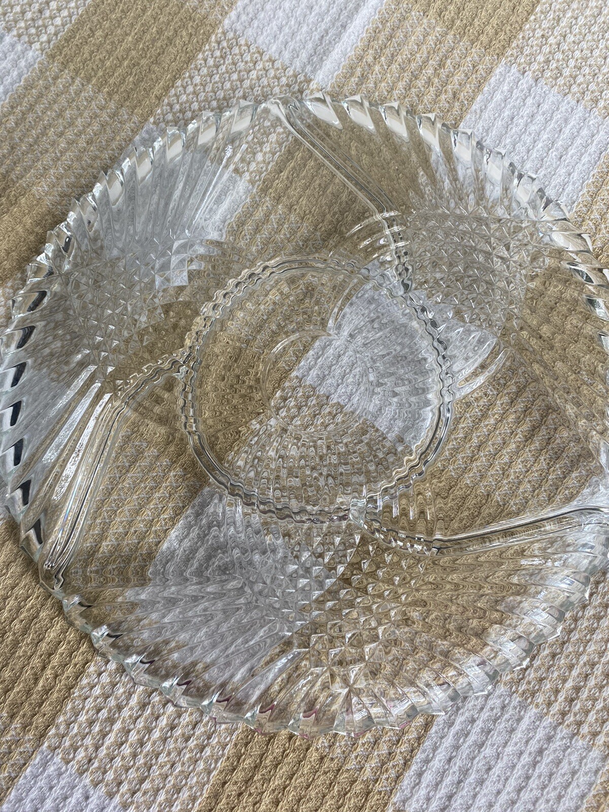 Vintage Indiana Glass Tiara Trillium Divided 4 Section Plate/ Relish Dish