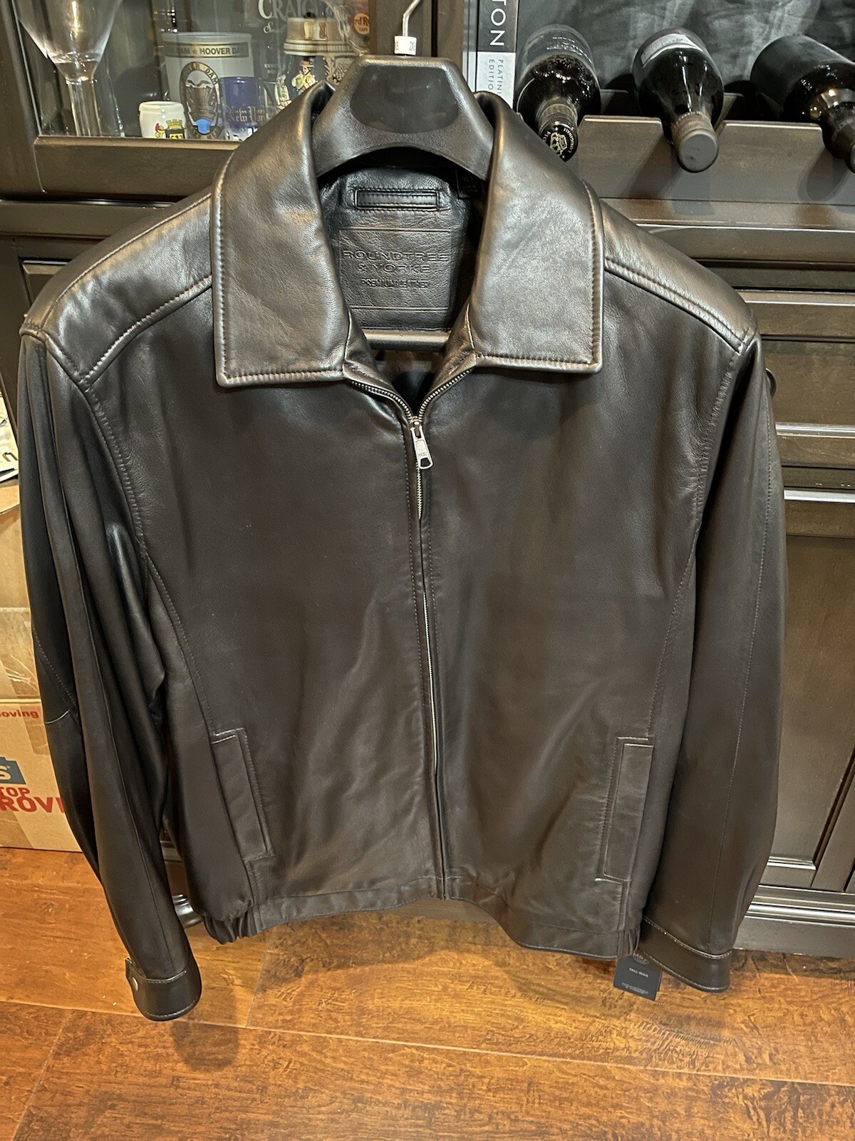 Leather Jacket (Premium - Lambskin) BLACK Men’s  Roundtree  & York  SIZE XLT
