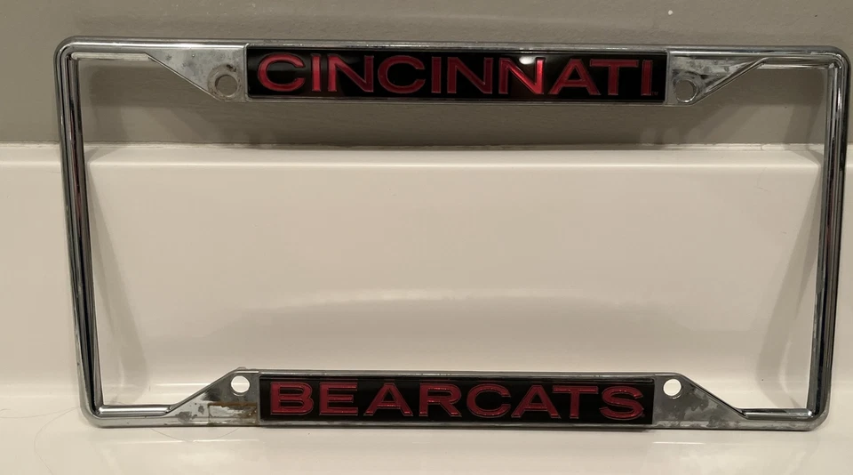 Cincinnati Bearcats Chrome Metal Laser Cut License Plate Frame And NIB Decal - Image 2 of 4