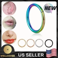 NEW Nose Hoop Ring Rings Non Piercing Ear Helix Cartilage Lip Septum Titanium 