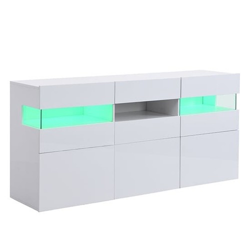 Kirsten High Gloss Sideboard In White With LED Lighting - Picture 7 of 13
