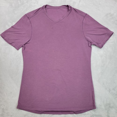 Lululemon Shirt Herren Small Lila V-Ausschnitt Sport Stretch Freizeit Uni Erwachsene*