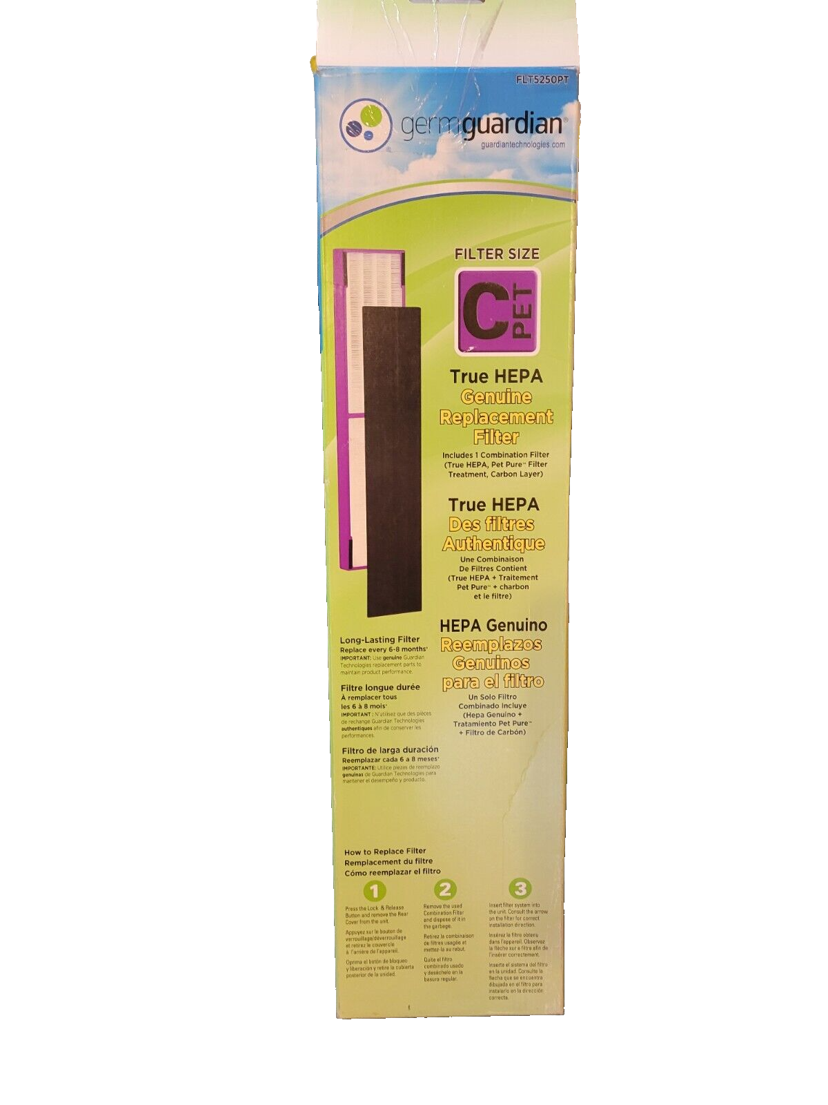 Air Purifier HEPA Filter C FLT5250PT for Germ Guardian AC5000, AC5250PT, AC5300,-image