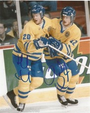 Sweden Daniel & Henrik Sedin Dual Signed Autographed 8x10 Photo COA B
