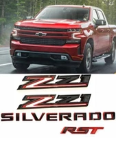 2019-2023 Red Black Chevrolet Silverado RST Z71 Emblem Nameplate Badge Kit 4pc