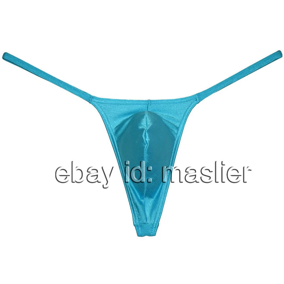 Men's Gorgeous pure color Pouch Thong Underwear Shiny Bulge Bikini - Image 3 of 4