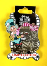 Disney Pin Mad Hatter & Cheshire Cat Playing Gold Wurlizer LE 300 Soda Fountain