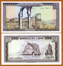 Lebanon, 10 Livres, 1986, P-63 (63f), UNC