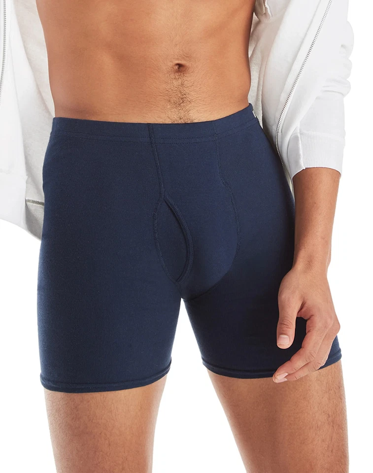 Hanes Men's FreshIQ Assorted Blues Boxer Briefs w/ ComfortSoft Waistband 10-Pack - Image 2 of 4