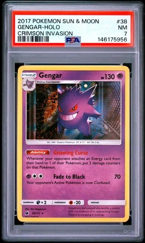 2017 POKEMON SUN & MOON CRIMSON INVASION #38 GENGAR-HOLO PSA 7