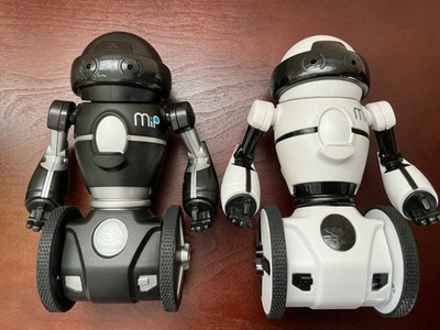 Black & white pair WowWee Mip Interactive Robot Toy Rolling Self Balancing, WORK