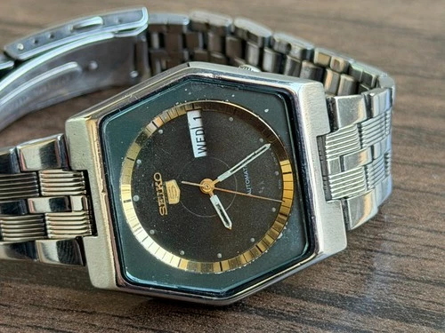 Vintage Seiko 5 Automatic Mens  Green Dial Japan 6309-0610A Spares/Repair(52)