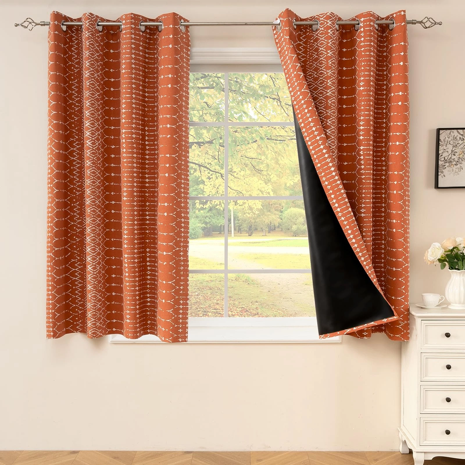 Colorbird 100 Boho Blackout Curtains Drapes For Bedroom Burnt Orange Curtains