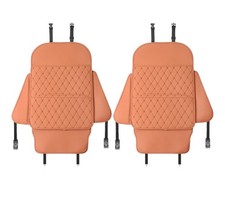 2-Pack Brown Faux Leather Car Seat Back Protectors Kick Mats w/ Storage