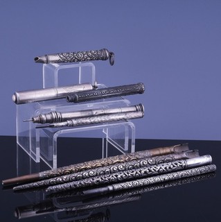 ESTATE LOT ANTIQUE VICTORIAN STERLING SILVER REPOUSSE FOUNTAIN PENS PENCILS