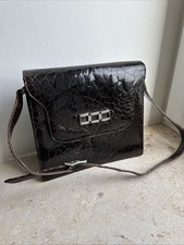 Vintage Damen Umhängetasche Lederoptik Dunkelbraun Handtasche Schultertasche